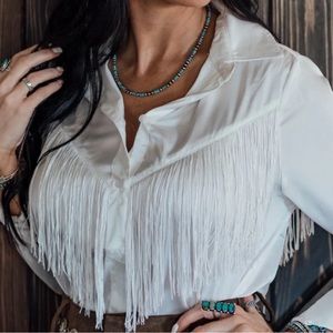Fringe blouse Blue B collection